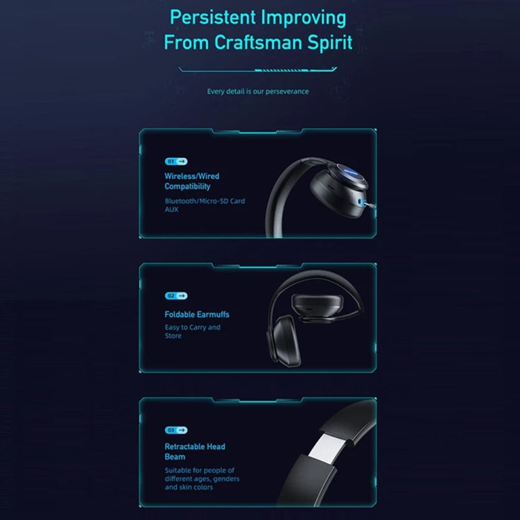 AWEI A200BL Wireless Stereo Bluetooth Headphones with FM & SD Card