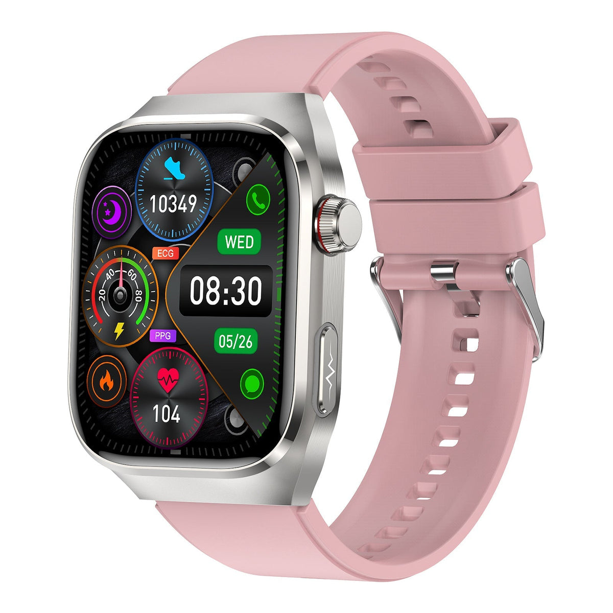 AMOLED touchscreen interface of health monitoring smartwatch